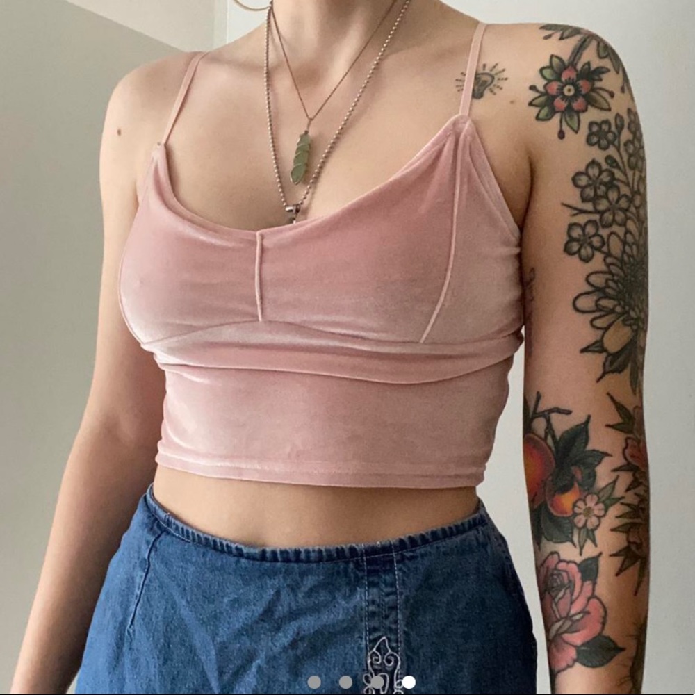Dusty Pink Velvet Crop Top